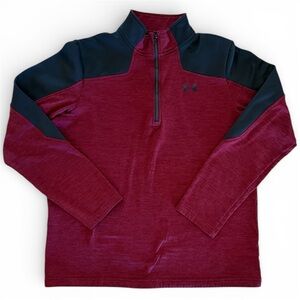 Under Armour Men's 1/4 Zip Long Sleeve Pullovers, Size Large, Deep Red and Black